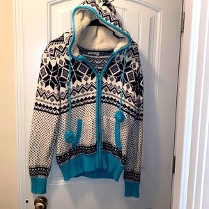 Adorable sweater jacket pretty thick and very warm